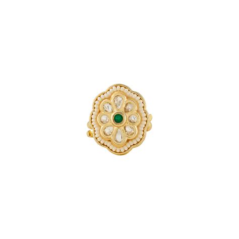 Teejh Kriti Green and Gold Ring