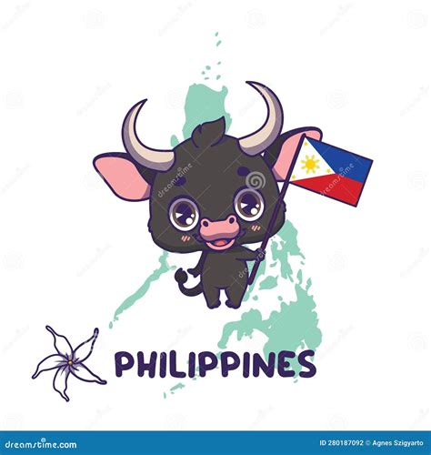 National Animal Carabao Holding the Flag of Philippines. National ...