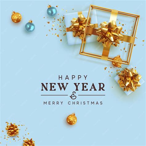 Premium Vector | Happy new year holiday gift card. festive design xmas ...