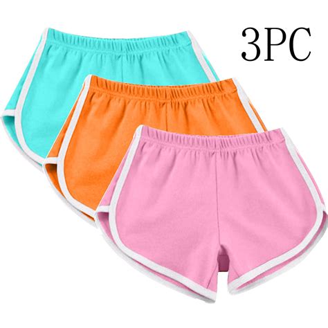 Itsame Womens 3PC Workout Shorts, Plus Size Solid Color Casual Athletic ...
