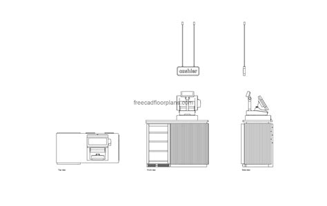 Small Cashier Counter - Free CAD Drawings
