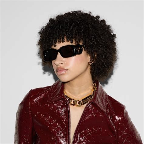 Gafas de sol con montura rectangular en motivo carey | GUCCI® ES