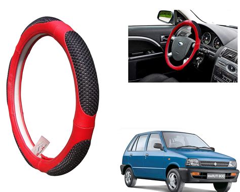 WolkomHome Ring Type Car Steering Wheel Cover (UT Red Black Netted) for ...