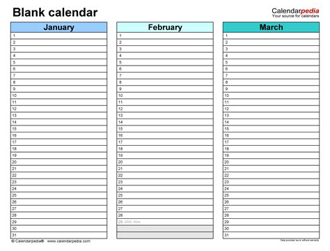 Blank Calendars - Free Printable Microsoft Word templates
