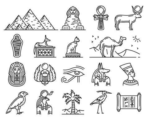 Ancient Egypt gods, travel and religion symbols 16163917 Vector Art at ...