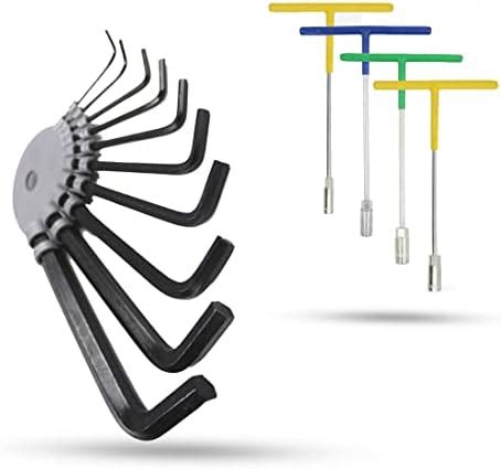 Hillgrove HGCM572M1 10 Pieces Full Hex Allen Key Kit with T Spanner Set ...