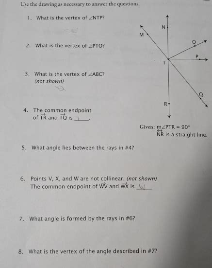 Solved: Use the drawing as necessary to answer the questions. 1. What ...