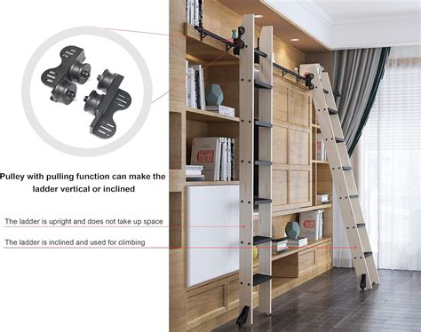 Buy 104RDHOUSE 12FT Sliding Library Ladder Hardware kit Telescopic ...