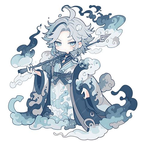 Gustomancer Mage With Gas and Cloud Patterned Gray and White Cute ...