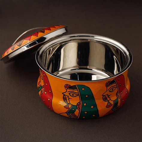 Buy Madhubani Handpainted Stainless Steel Casserole Online l iTokri.com ...