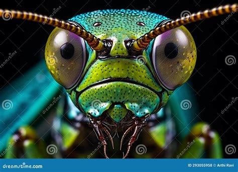 Close Up View of Grasshopper S Face Stock Illustration - Illustration ...