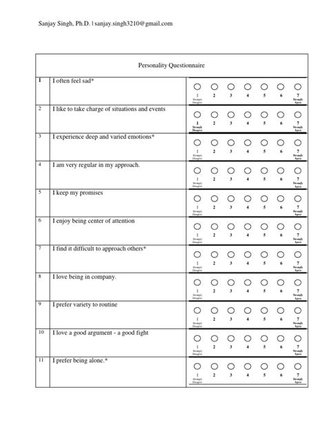 Image result for Personality Questionnaire Examples