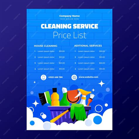 Free Vector | Cleaning service price list template design