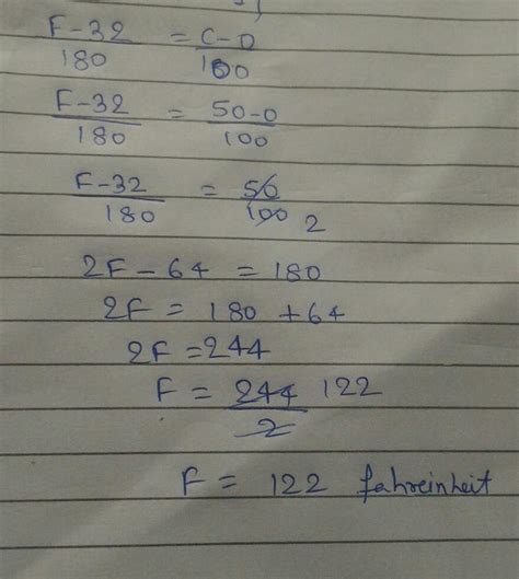 convert 50 degree celsius into fahrenheit scale - Brainly.in
