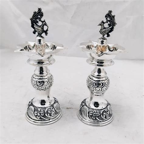 Buy quality 925 pure silver lamp samayi in Antique Work pO-143-06 in ...