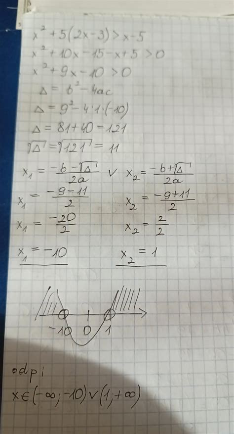 rozwiąz nierównośc x2+5(2x-3)>x-5 - Brainly.pl
