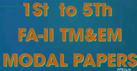 1st Class to 5th Class all subjects FA-II Modal papers for Telugu and ...