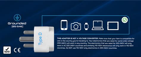 Ceptics (USA, UK, China & More) to India (Type D) Travel Adapter Plug ...