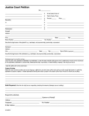 2010-2026 Form TX Justice Court Petition - Harris County - Blank ...
