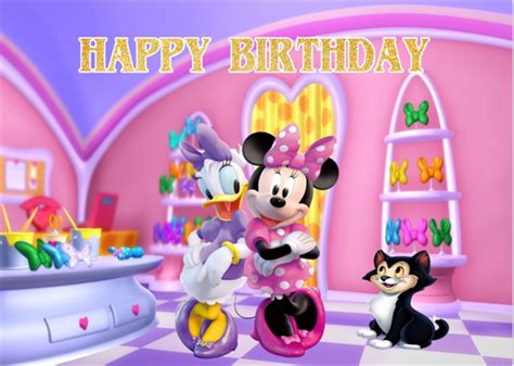 Minnie Mouse And Daisy Bowtique Backdrop 5x3 Happy Birthday Minnie ...