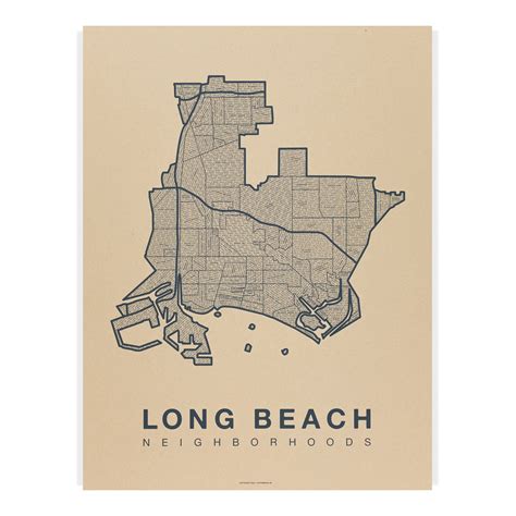 Long Beach Neighborhood Map Poster | Long Beach City Map Art Print ...