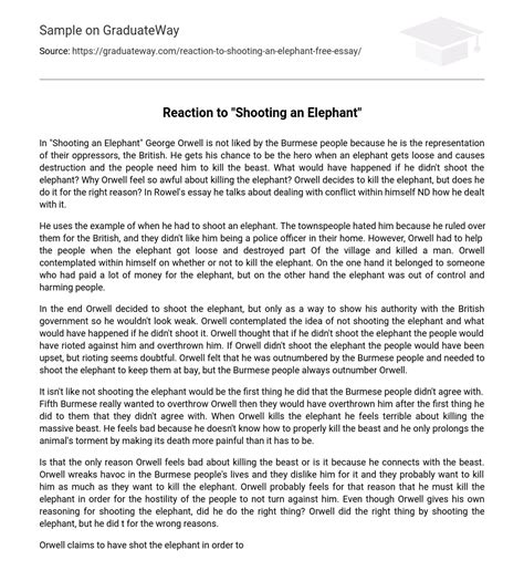 ⇉Reaction to “Shooting an Elephant” Analysis Essay Example | GraduateWay