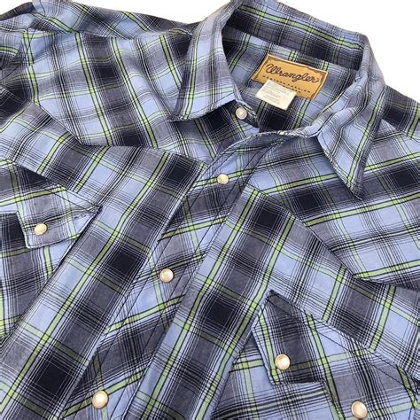 Wrangler Western Pearl Snap Shirt Size XXL Short... - Depop