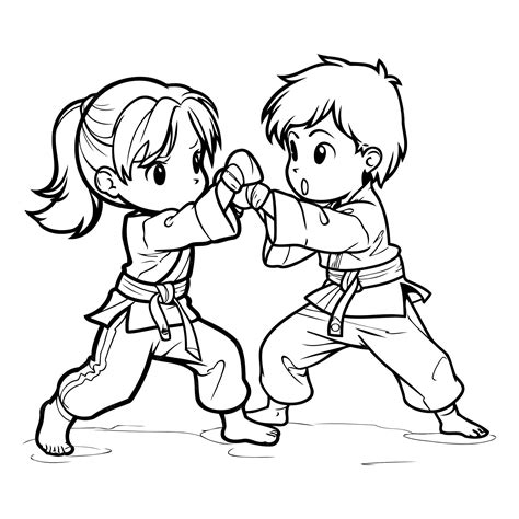 Premium Vector | Boy and girl fighting black and white vector ...
