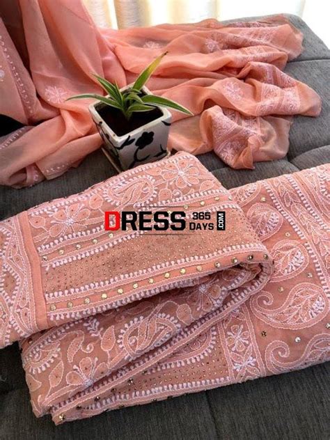 Peach Yoke Mukaish Chikankari Anarkali – Dress365days