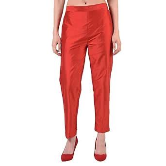 Buy PILKU Women RED Satin Trouser Pant (2XL) at Amazon.in
