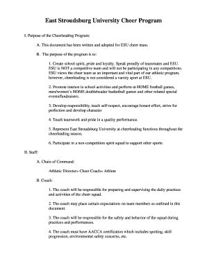 Fillable Online East Stroudsburg University Cheer Program Fax Email ...