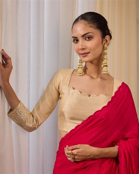 Shop Ivory Charm Beige Silk Gotapatti Blouse for Women Online in India ...