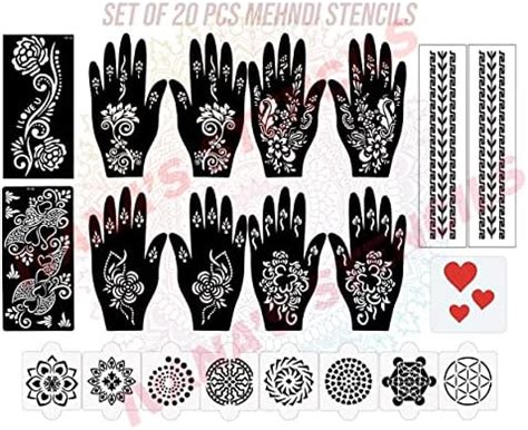 Ivana's Set of 20 Pcs Combo Pack, Reusable Mehandi Design Sticker ...
