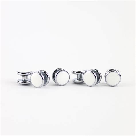 Six Tuxedo Shirt Studs In White And Silver Colour By THE GENTS LAB