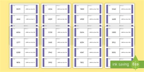Year 4 Finding More or Less Loop Cards