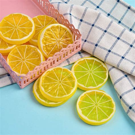 Buy 12Pcs Fake Lemon Slices Artificial - Fruit Party Decorations Fake ...