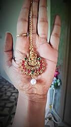 Om Jewells Bridal Jewellery Gold Plated Maang Tikka Studded With Kundan ...