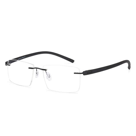 Black Rimless Rectangle Vincent Chase Sleek Steel 157 -C11 Eyeglasses