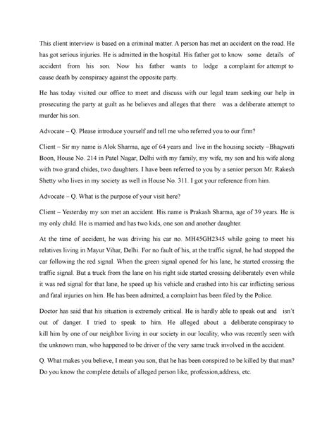 Criminal Interview - AVC - This client interview is based on a criminal ...