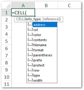Image result for How to Use Cell Function in Excel