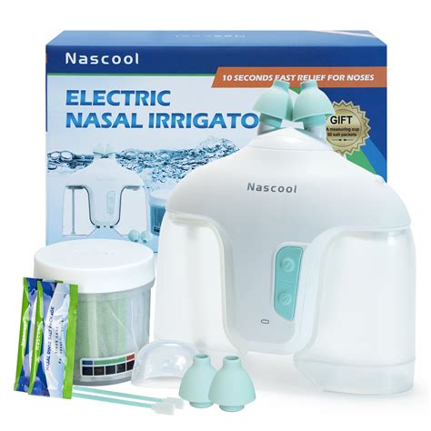 Nascool Electric Nasal Irrigation System with 50 Salt Packets, Sinus Rinse Cleaner & Nose Washer ...