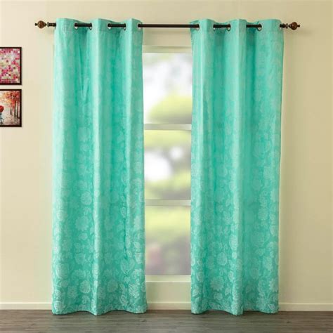 Buy Griffin Paradise Teal Printed Blackout Door Curtain Set - 270x120cm ...