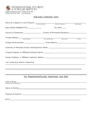 H1B Data Collection Doc Template | pdfFiller