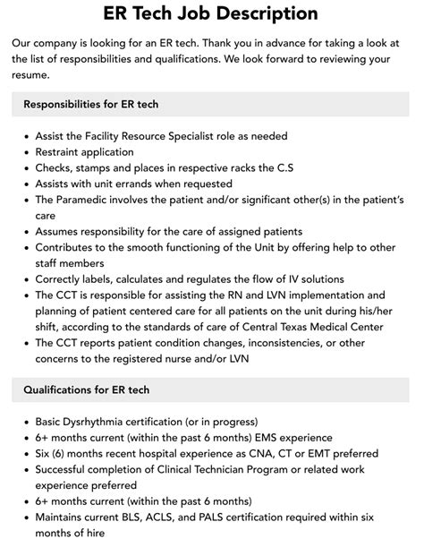 Image result for ER Tech Job