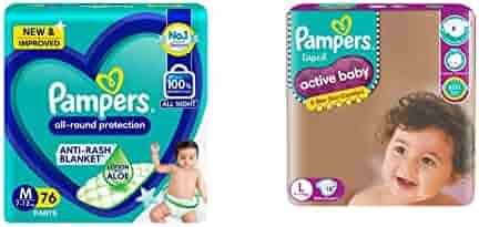 Pampers All round Protection Pants, Medium size baby diapers (MD)76 ...