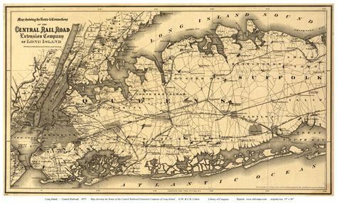 Long Island Railroad Map 1873 - Colton - Old Map Reprint - OLD MAPS