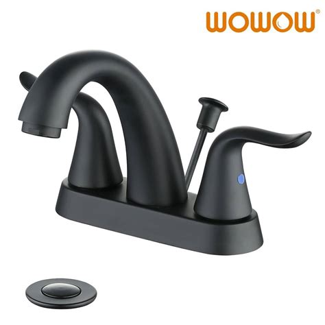 WOWOW Matte Black Bathroom Faucet 4 Inch Centerset