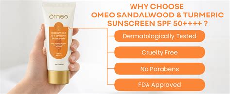 Omeo Sandalwood & Turmeric Sunscreen SPF 50 PA++++ | Dermatologically ...