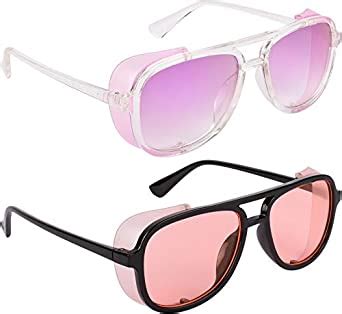 Buy NuVew® Combo Pack of 2 Unisex Sunglasses With Pouch - (Orange ...