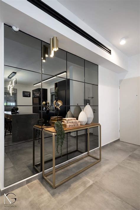 Modern Living Room with Mirrored Walls